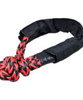 Four Piece Intertwine Black And Red Soft Shackle Rope Set With Protective Sleeve For Off Road Recovery And Towing 38000 Lbs Breaking Strength