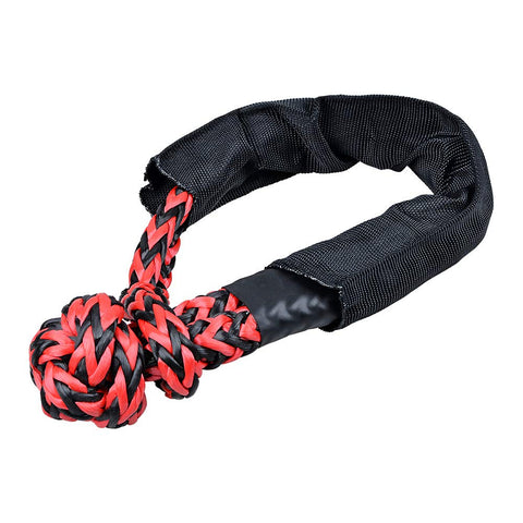 Four Piece Intertwine Black And Red Soft Shackle Rope Set With Protective Sleeve For Off Road Recovery And Towing 38000 Lbs Breaking Strength