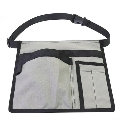 Heavy Duty Adjustable Tool Belt Pouch With 6 Pockets, Reinforced Canvas Construction For Screwdrivers, Rulers And Other Hand Tools, Durable Gray Carpenter Belt For Pros And DIY Projects. Gray canvas belt pouch with adjustable strap and 6 pockets