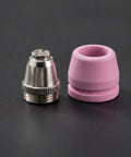 Pro Grade 26 Piece Thermal Torch Cutter Consumables Kit With Nozzles And Tip Cups Ceramic Copper Parts For SG55 SG5 A60 Durable Replacement Set For Metal Cutting DIY Garage And Workshop Maintenance, metal nozzle and pink ceramic cup