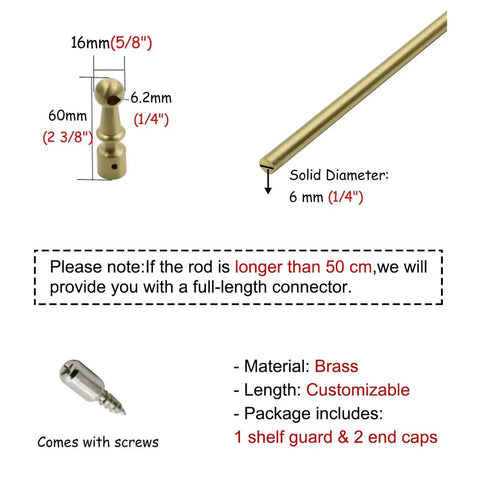 Straight Up Heavy Duty Shelf Guard Rails Four Pack With Rust Resistant Aluminum Posts And Sturdy Tipping Spindles For Zero Fuss Organization On Any Standard Wooden Bookshelf Or Desk Rail, brass connector and shelf guard details.