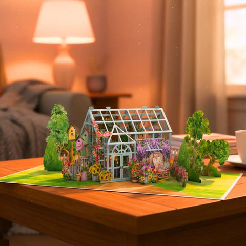 Pop Up Mother's Day Card With 3D Greenhouse Garden Scene That Blooms When Opened, 6x8 Inch Size, Unique Greeting Card For Mom Grandma Wife Women From Daughter Son, Thank You Gift With Envelope