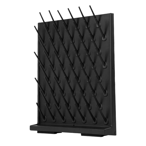 AngelcityCC 52-Peg Lab Glassware Drying Rack Pegboard wall-mount features black design with multiple pegs for neat organization.