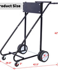 Outboard Motor Stand With Wheels Heavy Duty Engine Carrier For Storage And Maintenance Durable Boat Trailer Dolly Supports Up To 350 Lbs Black Wood Board