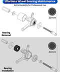Diagram of 19 Piece Universal Front Wheel Drive Bearing Puller Kit For Front Wheel Hub Removal And Bearing Installation On Vehicles.