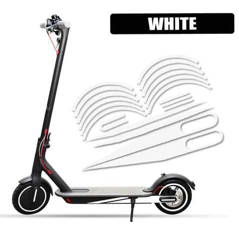 Reflective Waterproof Scooter Sticker Cover for Electric Scooters, Durable Scratch Resistant Body Decal shown in white color