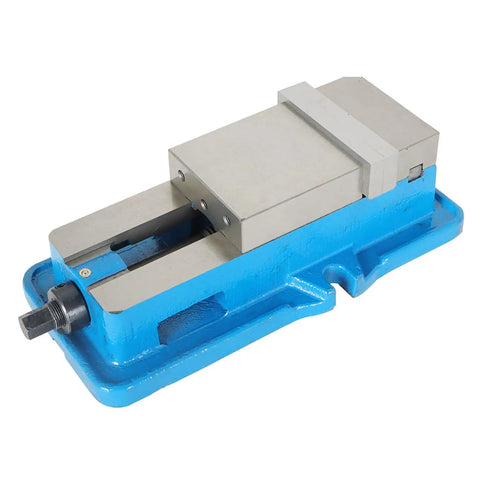 Rugged 3 Inch Milling Vise Without Base For Drill Press And Milling Machine Heavy Duty Cast Iron Jaw Holder mounted angle view.
