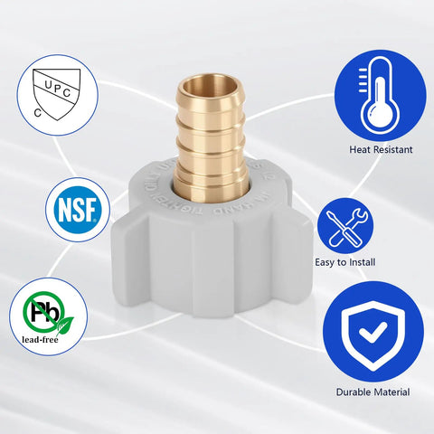 Half Inch PEX To Female NPT Swivel Brass Crimp Adapter No-Lead Fitting, PEX-B Compatible, 360 Degree Swivel Nut For Easy Install And Flex, Heavy-Duty Nylon Nut, Corrosion Resistant, 4-Pack brass PEX fitting