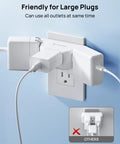 Angled Three Way Wall Outlet Extender Super Handy Power Adapter That Transforms One Socket Into Three Charging Ports with large plugs.