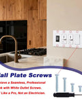 White Wall Plate Screws Kit 120 Pcs For Outlet Covers And Switch Plates 6-32 Screws For Lights And Panels in kitchen setting