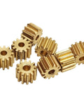 Bevel Gear Set Pack Of Five Brass Gears 0.5 Module 10 Teeth Pinion With Multiple Bore Sizes in close-up view