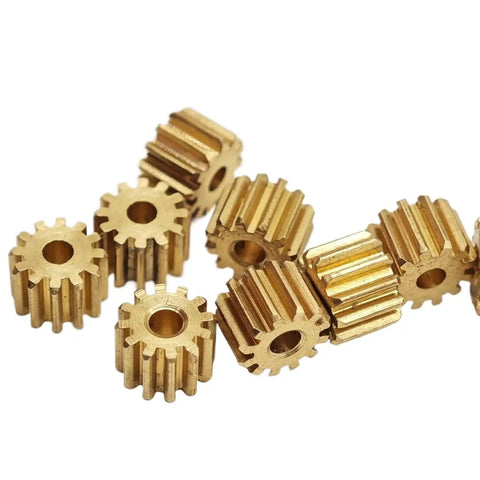 Bevel Gear Set Pack Of Five Brass Gears 0.5 Module 10 Teeth Pinion With Multiple Bore Sizes in close-up view