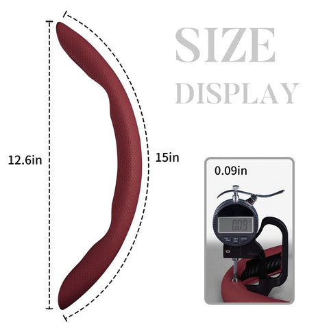Slick And Hella Comfortable Premium Perforated Leather Steering Wheel Cover size display 12.6in height 15in diameter wine red.