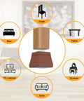 16 Piece Silicone Chair Leg Protectors With Felt Square Floor Pads Quiet Pro Grade Furniture Leg Caps For Hardwood Floors And Tile Brown Reduces Scratches And Noise Easy Glide For Chairs And Tables shown with various furniture icons.
