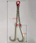 Badass Heavy Duty Hauling Chain With Double Trailer Hooks Built From Industrial Strength Electroplated Steel Ten Mm Thick Links Rated Five Ton Safe Working Load For Trucks And Rough Road Lugging, featuring two trailer hooks and chain.