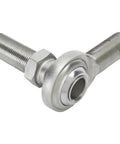 Heavy Duty Steel Heim Rod End With 3 4 16 Male Thread Zinc Plated Teflon Bearing, angled view showing threaded rods.