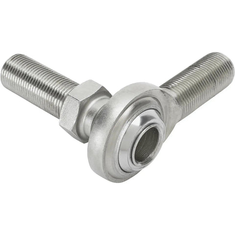 Heavy Duty Steel Heim Rod End With 3 4 16 Male Thread Zinc Plated Teflon Bearing, angled view showing threaded rods.