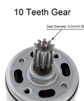 High Power RS550 Planetary Gear DC Motor With 12000-40000 RPM Speed Boost For DIY Robot Cars showing 10-teeth gear with 9.2mm diameter.