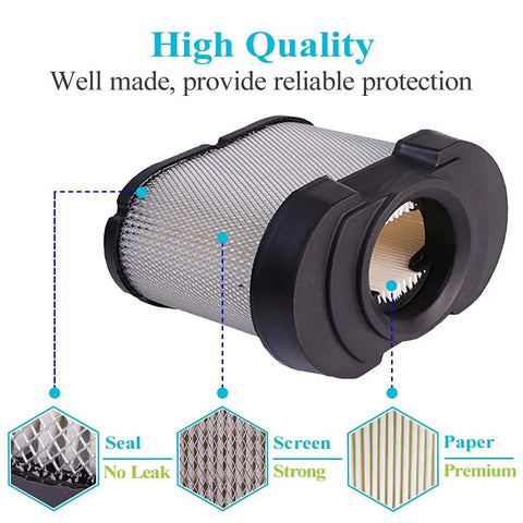 High-quality air filter, well made, provides reliable protection with a strong screen and premium paper for no leak seal.