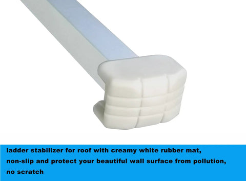 Adjustable Aluminum Corner Ladder Stabilizer With Non Slip Creamy White Rubber Mat C Shaped Roof Ladder Hook Stabilizer Wall Protector And Scratch Resistant Fits Most Ladders No Fuss Easy Install Heavy Duty Yet Lightweight Build, close-up