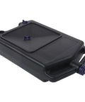 Get This Pro 8L Low Profile Oil Drain Pan For Car And Motorcycle Service With Huge Capacity To Handle Coolant Antifreeze And All Fluids During Garage Maintenance Without The Messy Overflow Hassles, black ABS plastic with sealable cap.