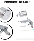 Top Shelf Gravity Feed Paint Sprayer Gun 0.5mm Precision Nozzle 125ml Cup showing spray gun, cup, and accessories for auto detailing and wood projects.