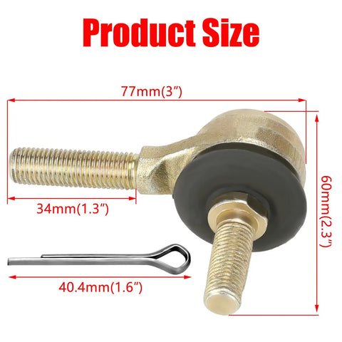 10mm Left And Right Go Kart Tie Rods Set For Taotao 125cc And 110cc Dirt Bike Durable Replacement Steering Linkage For Chinese Mini Quads And ATVs Heavy Duty, 77mm size shown