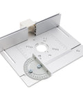 Premium Aluminum Alloy Router Insert Plate For Milling Machine Worktable with precision angle gauge and multi-mount holes.
