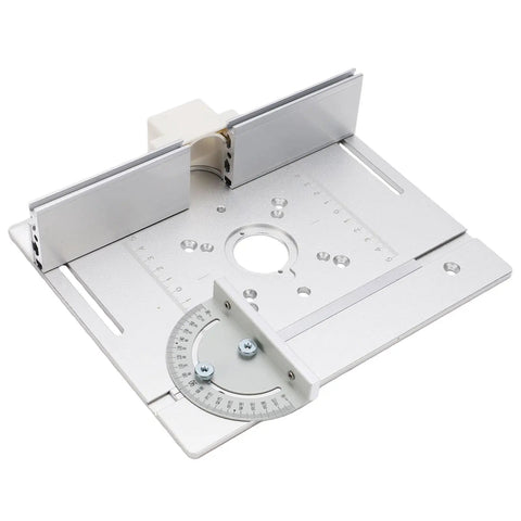 Premium Aluminum Alloy Router Insert Plate For Milling Machine Worktable with precision angle gauge and multi-mount holes.