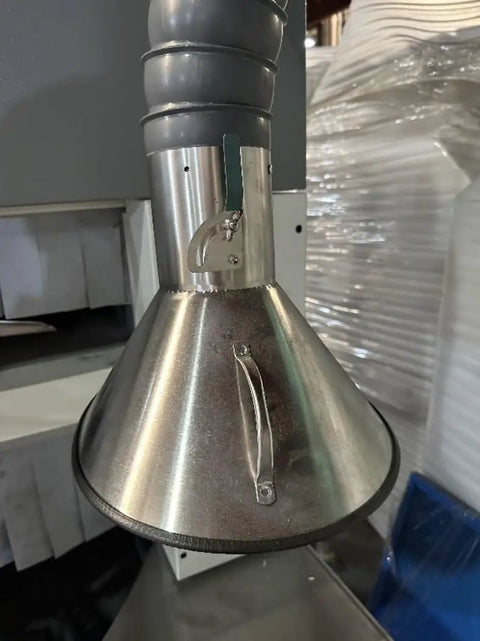 Flexible Welding Fume Extractor Arm With Adjustable Hood And Killer Suction Power For Tough Workshop Dust Cleanup That Clears The Bench Smoothly Without Drama, close-up of the waterproof snout.