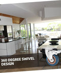 Heavy Duty 2 Inch Pvc Swivel Casters With Lock Brakes visible in a modern kitchen with a stylish dining table.