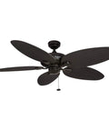 Duval 52 Inch Indoor Outdoor Ceiling Fan With Hand Carved Basswood Blades, Bronze Finish, Tri Mount 5 Blade Tropical Design