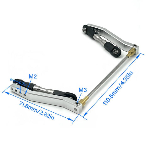 Rear Metal Sway Bar Anti Roll Kit For 1/10 RC Rock Crawler with aluminum arms, steel sway bar, adjustable mounts, and dimensions.
