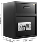 Depository Safe 1.7 Cubic Feet Carbon Steel With Electronic Code Lock, Deposit Slot, and Two Emergency Keys