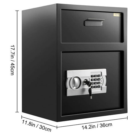 Depository Safe 1.7 Cubic Feet Carbon Steel With Electronic Code Lock, Deposit Slot, and Two Emergency Keys