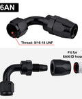6AN Hose End Fitting 90 Degree Swivel for CPE Braided Hose Black 2 Pack Aluminum 6061T6 AN Size 9/16-18 UNF Swivel Adapter for Stainless or Nylon Braided Lines, 6AN 90-degree hose fitting with 9/16-18 UNF thread