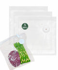 30 Pack Vacuum Sealer Bags 8.5x8.5 Inches, BPA Free Reusable Sous Vide Bags For Microwave Heating with asparagus and steak