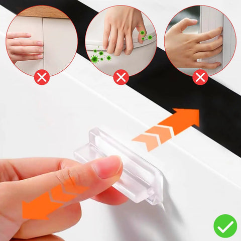 See Through No Drill Invisible Drawer Pulls Peel And Stick Hidden Cabinet Handles, transparent silicone pull in use