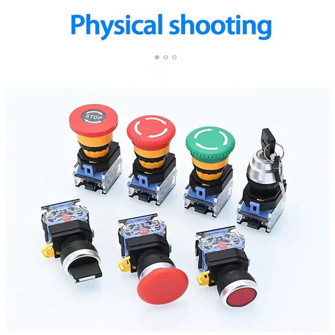 Green Yellow 22mm Emergency Stop Button Switch No Nonsense Momentary Push Button E Stop Button 1NO 1NC 10A 660V ABS Keycap