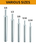 Drop-In Anchor Setting Tool For Concrete, 3/8 Inch 16 Thread, Carbon Steel With Zinc Plating For Rust Resistance, 1 Piece, shown in various sizes.