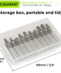 20 Piece Tungsten Carbide Burr Set For Dremel And Small Rotary Tools in clear storage box with dimensions 99mm x 59mm