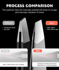Professional Stainless Steel Slant Tweezers Set 2 Pack Precision Eyebrow Tweezers for Facial Hair Ingrown Hair and Blackhead Removal close-up tip comparison