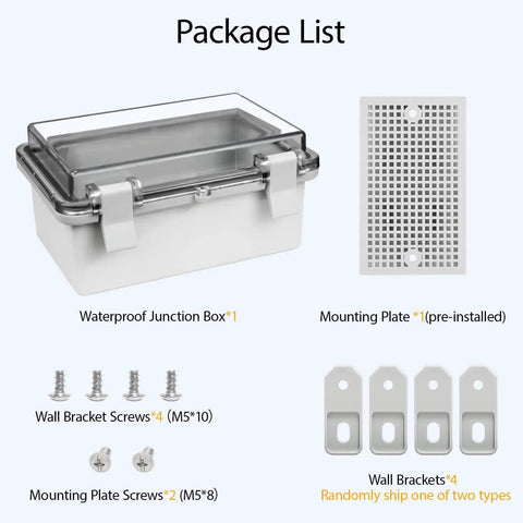 ABS Plastic IP65 Dustproof Waterproof Junction Box With Hinged Shell And Clear PC Cover Gray 5.9 X 3.9 X 2.8 Inches