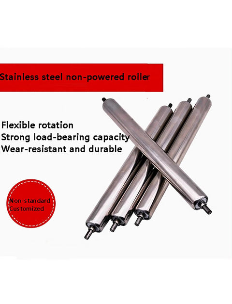 Spring Loaded Stainless Steel Conveyor Idler Roller, Heavy Duty Bearing Drum for industrial use, featuring flexible rotation.