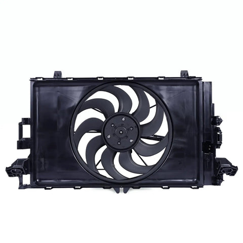Knockout Direct Swap Tesla Model 3 Radiator Cooling Fan Assembly With Brushless Motor Fits 2017 Through 2021 showing front view with fan blades.
