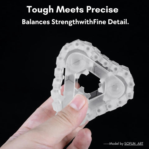 Hella Tough Clear 3D Printer Resin With Knockout Impact Strength And Lightning Fast Curing For Thick Layer Printing And Heavy Duty Functional Parts In A Solid One Kilogram Bottle Designed For Print Farms