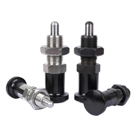 Heavy Gauge Indexing Plunger Pin With Spring Loaded Action For No Stress Cylindrical Positioning Of Mechanical Fixtures And Industrial Gear.