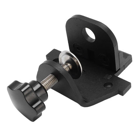 Sweet Precision Heavy Duty Aluminum Doweling Jig For Woodworking With Adjustable Hole Spacing And Reliable Drilling Locator close-up of the clamping mechanism