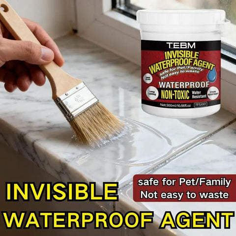 Heavy Duty Invisible Waterproof Sealant For Rvs And Trailers Crystal Clear Repair Adhesive All Season Temperature Resistant Formula for application on a marble surface.