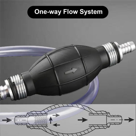 8mm Primer Bulb Hand Fuel Pump for Marine Boat Car and Motorcycle Five Sixteenth Inch Black Rubber Fuel Line with one-way flow design